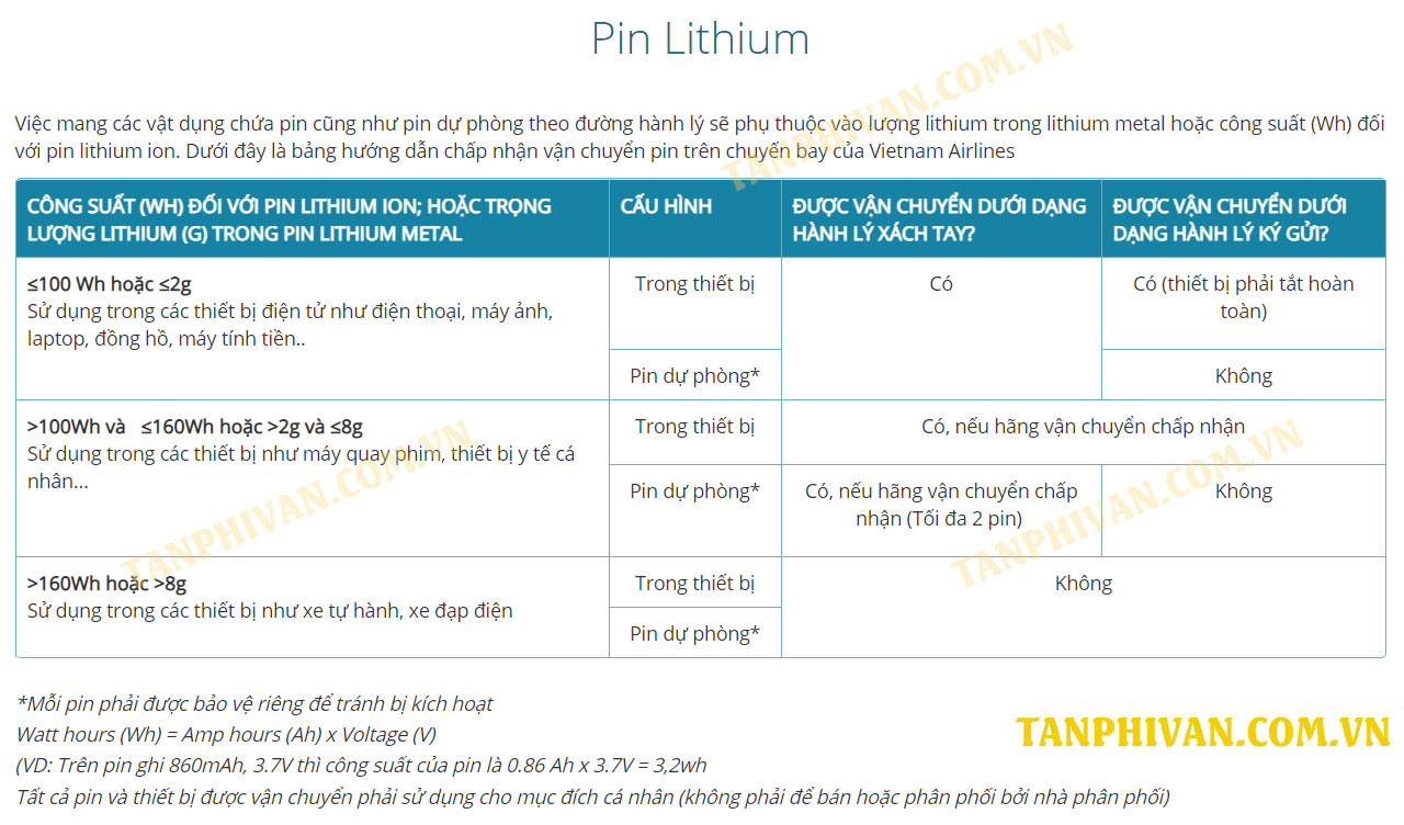 mang pin du phong len may bay vietnam airlines