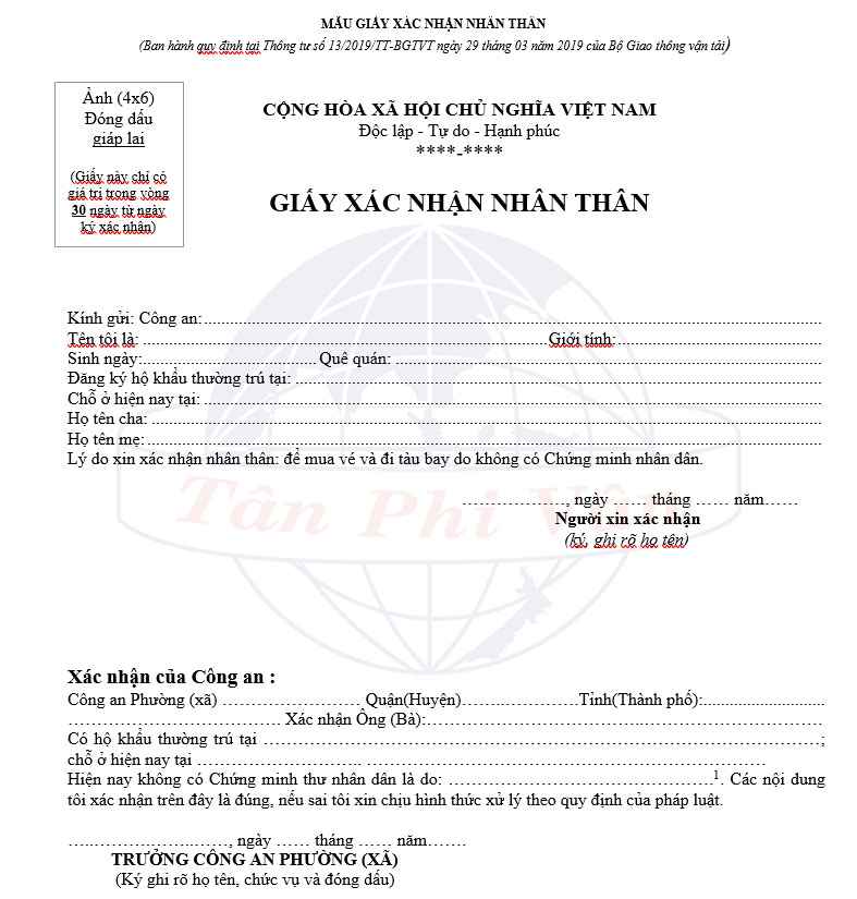 mẫu giấy xác nhận nhân thân